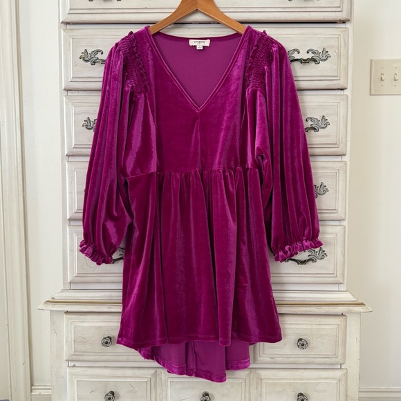 Vici Tops - Vici Magenta Velvet Victorian Babydoll Top